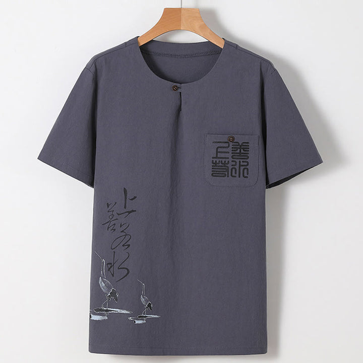 Buddha Stones2点セット 漢字鶴柄 コットンシャツパンツ ポケット付き メンズ 瞑想用布セット - image 19