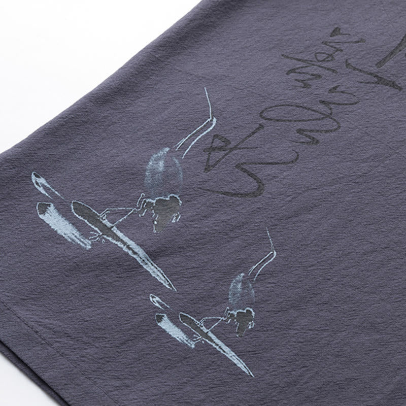 Buddha Stones2点セット 漢字鶴柄 コットンシャツパンツ ポケット付き メンズ 瞑想用布セット - image 24