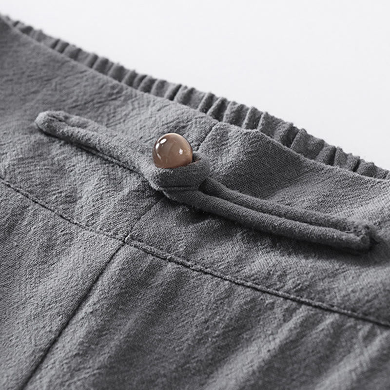 Buddha Stones 2点 Vネック コットン 半袖シャツ パンツ ポケット付き メンズ 瞑想用クロスセット - image 15