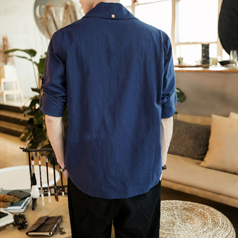 Buddha Stonesヴィンテージ プレーンラペル オープンフロントジャケット コットン メンズ 着物 - image 2