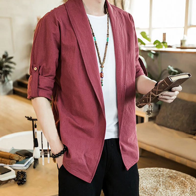 Buddha Stonesヴィンテージ プレーンラペル オープンフロントジャケット コットン メンズ 着物 - image 23