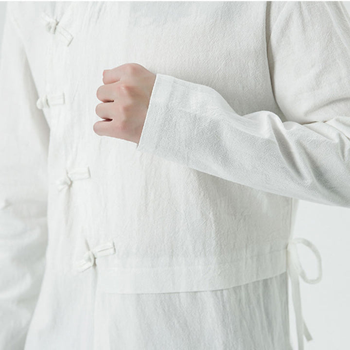 Buddha Stonesヴィンテージ中国風フロッグボタンコットン長袖メンズシャツ - image 9