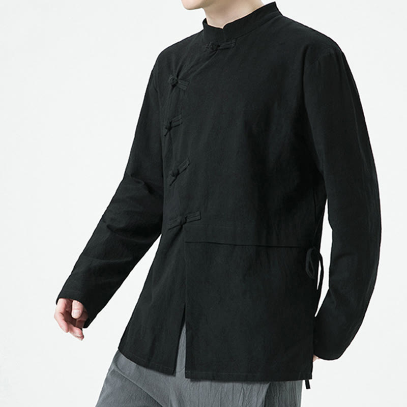 Buddha Stonesヴィンテージ中国風フロッグボタンコットン長袖メンズシャツ - image 16