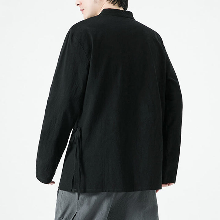 Buddha Stonesヴィンテージ中国風フロッグボタンコットン長袖メンズシャツ - image 13