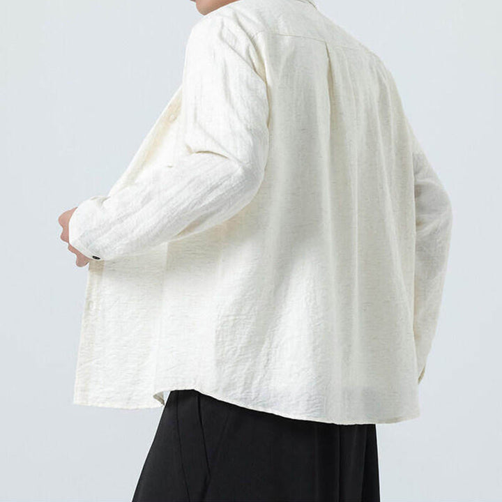 Buddha Stonesヴィンテージ 無地 ボタンダウン スタンドカラー 長袖 メンズ コットンシャツ - image 2