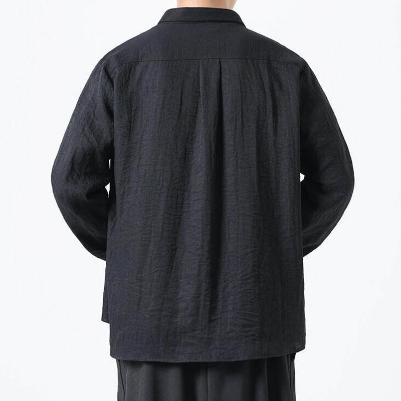 Buddha Stonesヴィンテージ 無地 ボタンダウン スタンドカラー 長袖 メンズ コットンシャツ - image 12