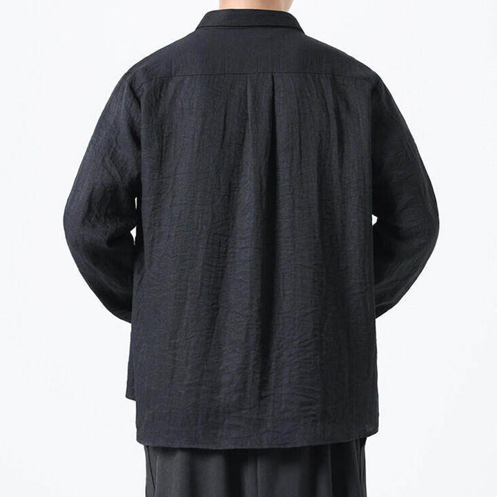 Buddha Stonesヴィンテージ 無地 ボタンダウン スタンドカラー 長袖 メンズ コットンシャツ - image 12