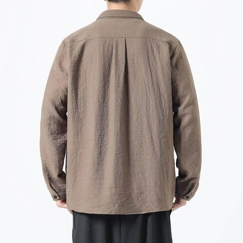 Buddha Stonesヴィンテージ 無地 ボタンダウン スタンドカラー 長袖 メンズ コットンシャツ - image 18