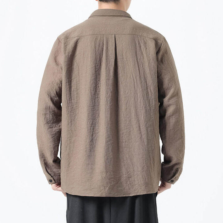 Buddha Stonesヴィンテージ 無地 ボタンダウン スタンドカラー 長袖 メンズ コットンシャツ - image 18