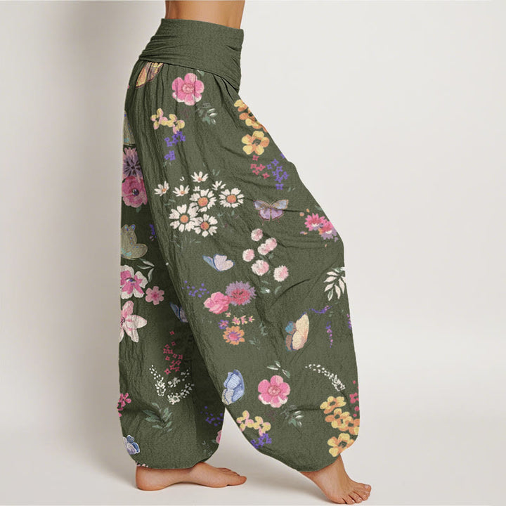 Buddha Stonesカジュアル カラフルフラワー 蝶柄 レディース 伸縮性ウエスト ハーレムパンツ - image 6