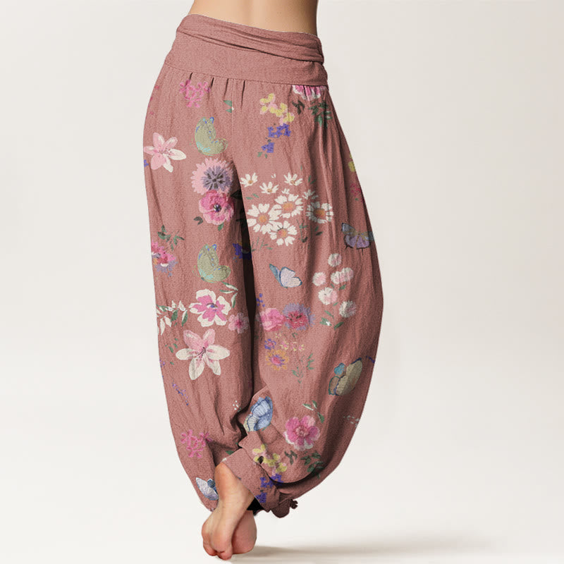 Buddha Stonesカジュアル カラフルフラワー 蝶柄 レディース 伸縮性ウエスト ハーレムパンツ - image 10