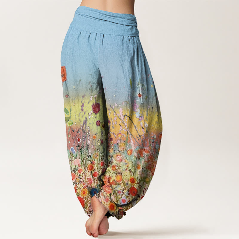 Buddha Stonesカジュアル カラフル 花 グラデーション 背景柄 レディース 伸縮性ウエスト ハーレムパンツ - image 10