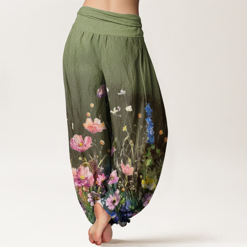 Buddha Stonesカジュアル 水彩画風 花柄 レディース 伸縮性ウエスト ハーレムパンツ - image 7