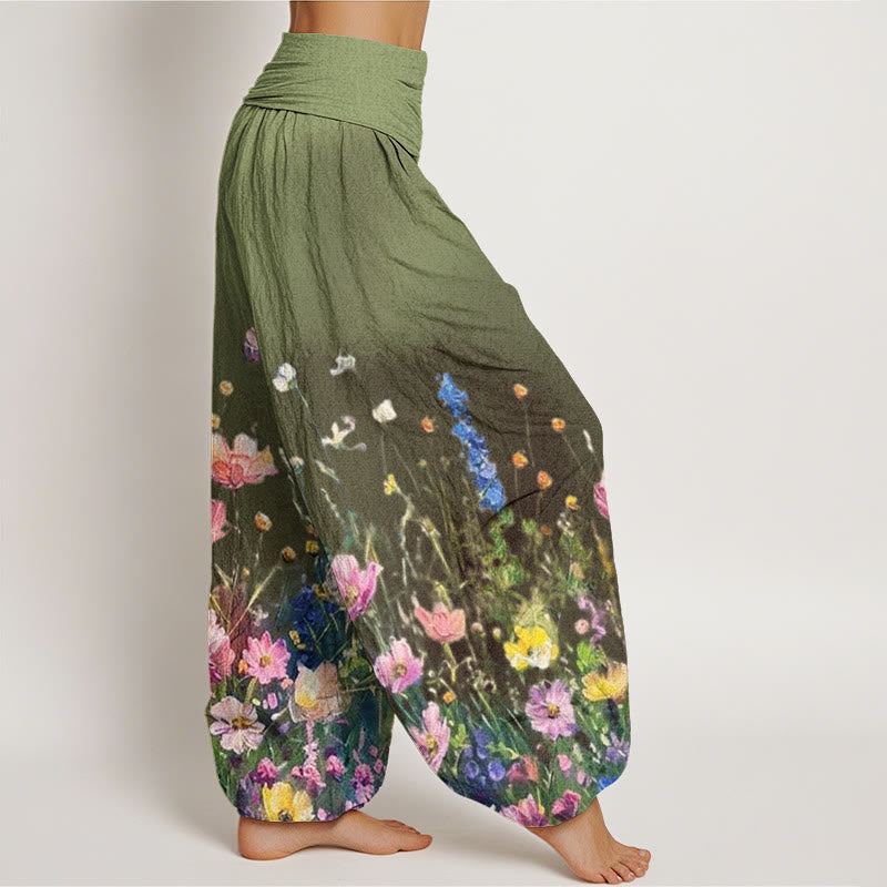 Buddha Stonesカジュアル 水彩画風 花柄 レディース 伸縮性ウエスト ハーレムパンツ - image 6