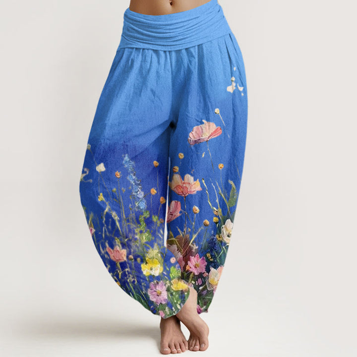 Buddha Stonesコットン カジュアル 水彩風 花柄 レディース 伸縮性ウエスト ハーレムパンツ - ドジャーブルー - US22、 UK/AU26、 EU54 (6XL) - image 7