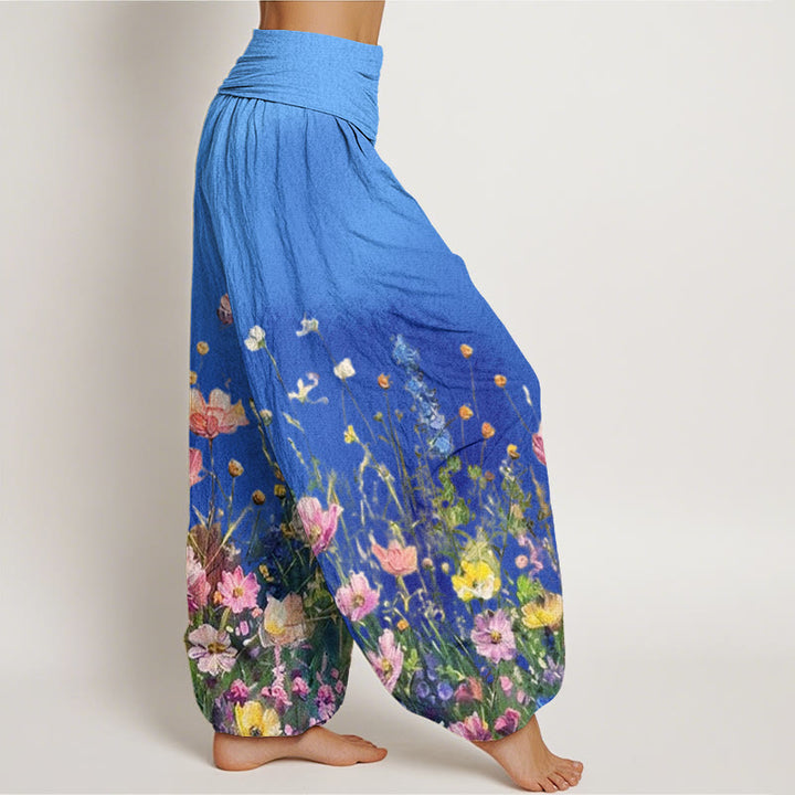 Buddha Stonesカジュアル 水彩画風 花柄 レディース 伸縮性ウエスト ハーレムパンツ - image 9