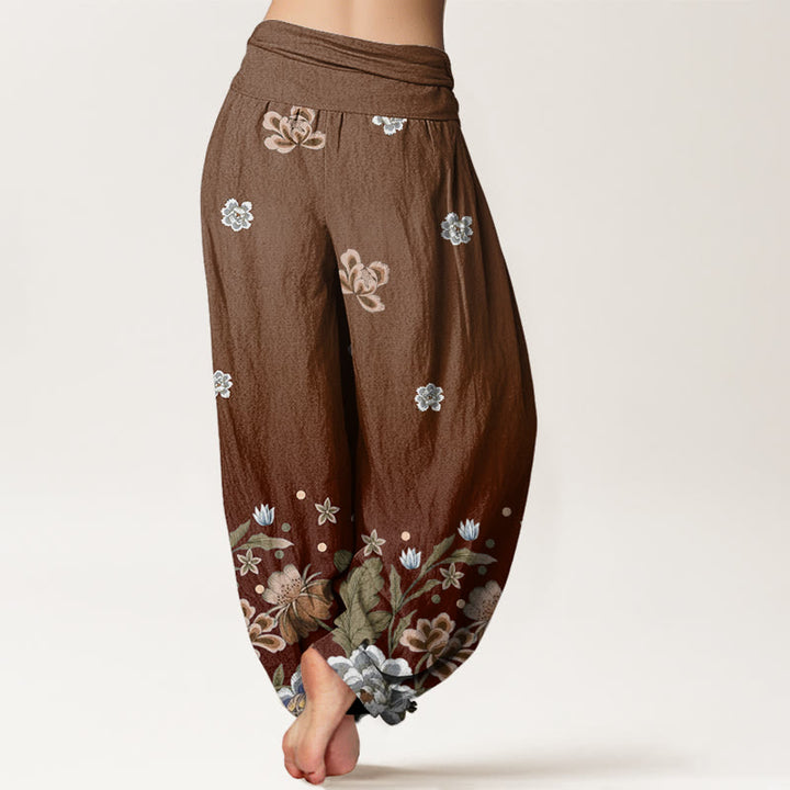 Buddha Stonesカジュアル ブルーミングフラワー柄 レディース 伸縮性ウエスト ハーレムパンツ - image 7