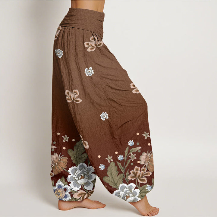 Buddha Stonesカジュアル ブルーミングフラワー柄 レディース 伸縮性ウエスト ハーレムパンツ - image 6