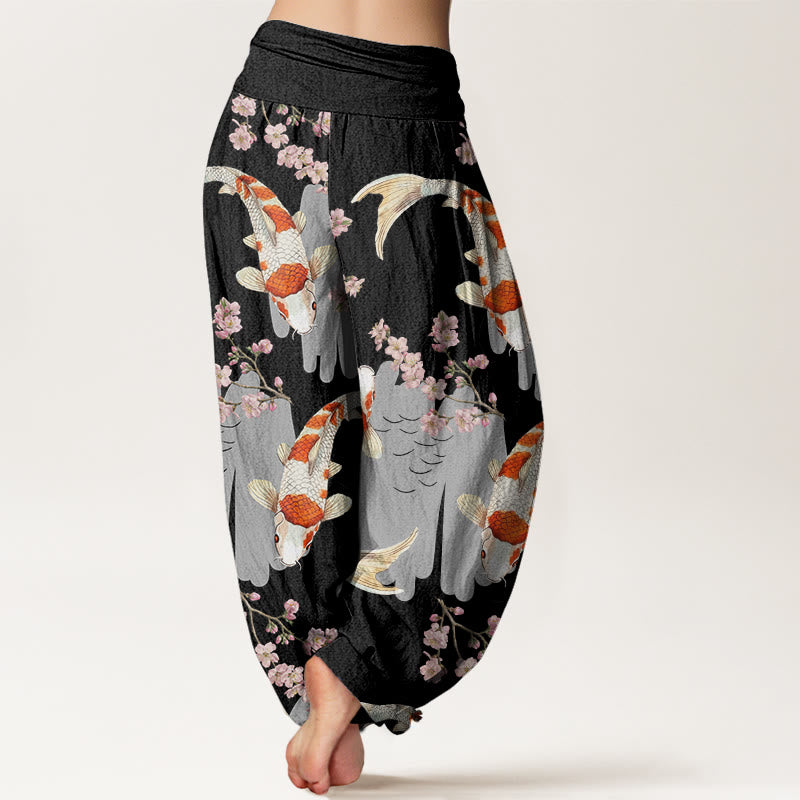 Buddha Stonesカジュアル鯉桜柄 レディース 伸縮性ウエスト ハーレムパンツ - image 7