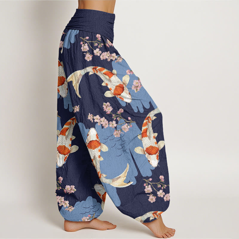 Buddha Stonesカジュアル鯉桜柄 レディース 伸縮性ウエスト ハーレムパンツ - image 9
