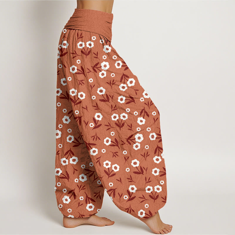 Buddha Stonesカジュアルシンプル花葉柄レディース伸縮性ウエストハーレムパンツ - image 2