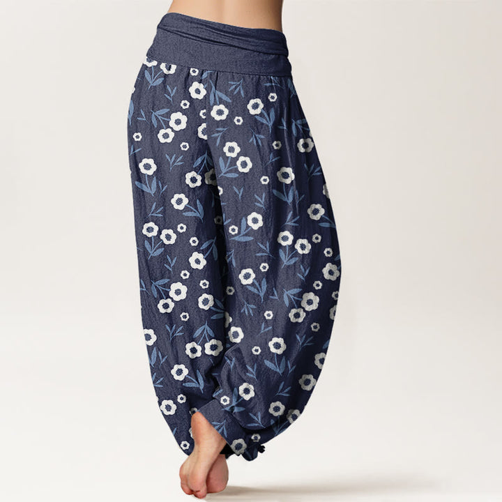Buddha Stonesカジュアルシンプル花葉柄レディース伸縮性ウエストハーレムパンツ - image 6