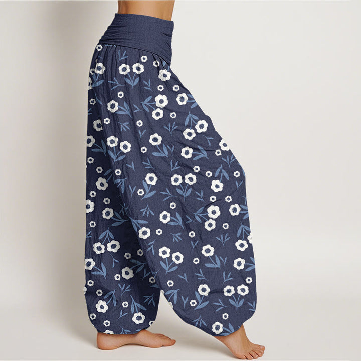 Buddha Stonesカジュアルシンプル花葉柄レディース伸縮性ウエストハーレムパンツ - image 7