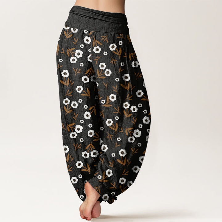 Buddha Stonesカジュアルシンプル花葉柄レディース伸縮性ウエストハーレムパンツ - image 10