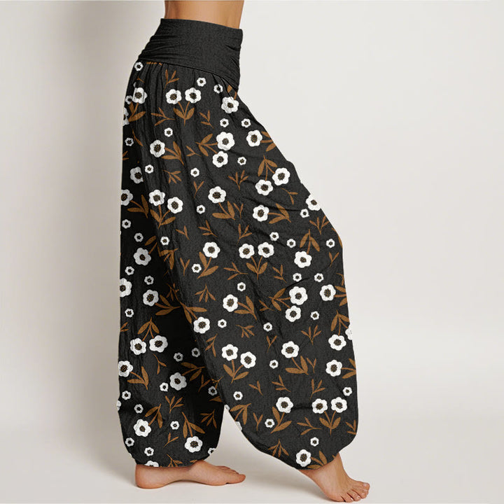 Buddha Stonesカジュアルシンプル花葉柄レディース伸縮性ウエストハーレムパンツ - image 9