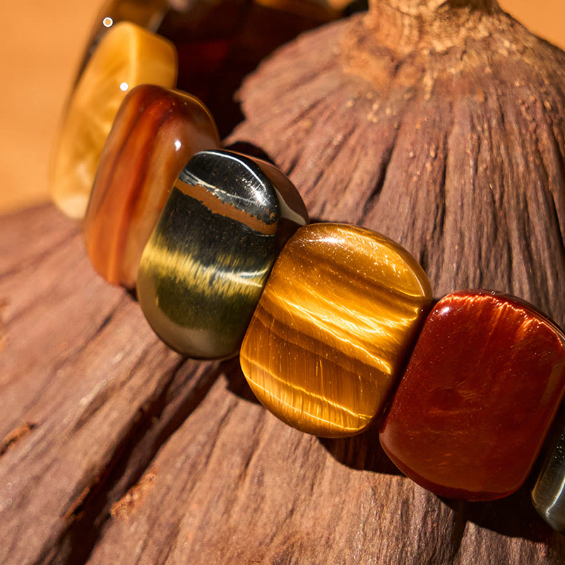 Buddha Stones 天然カラータイガーアイオーバルビーズの強さブレスレット - image 3