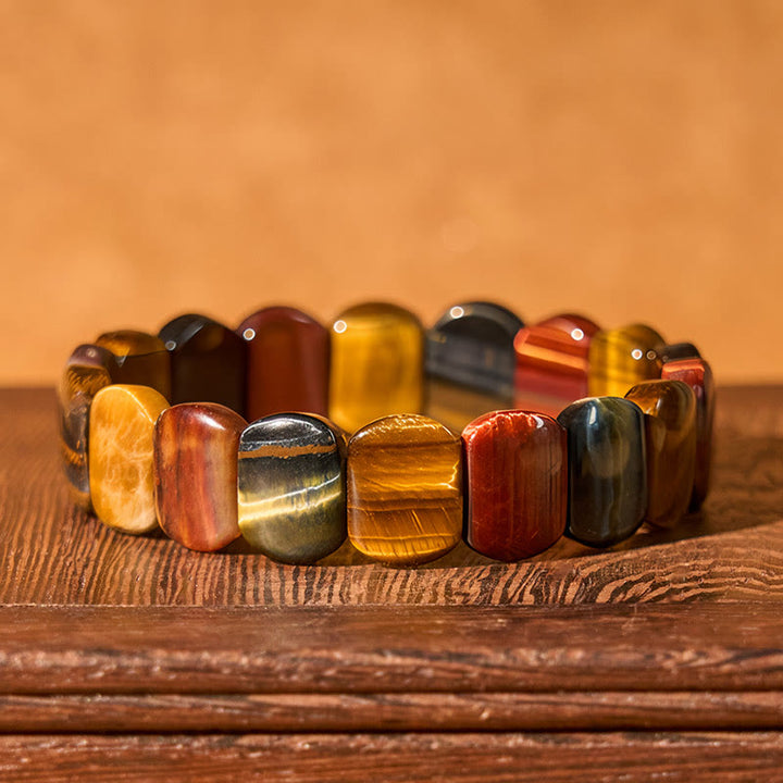 Buddha Stones 天然カラータイガーアイオーバルビーズの強さブレスレット - image 1