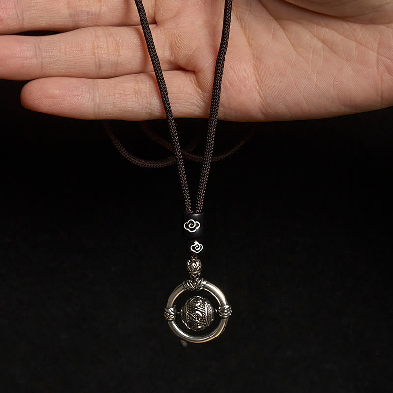 Buddha Stonesオーム・マニ・パドメ・フム銅メッキ シルバー 富 回転ネックレス ペンダント - image 4
