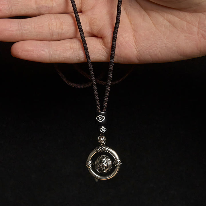 Buddha Stonesオーム・マニ・パドメ・フム銅メッキ シルバー 富 回転ネックレス ペンダント - image 4