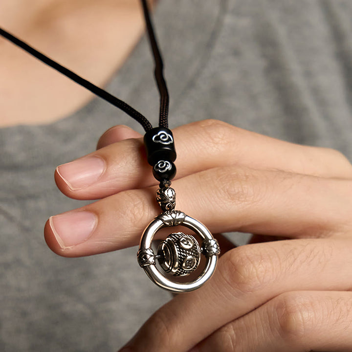 Buddha Stonesオーム・マニ・パドメ・フム銅メッキ シルバー 富 回転ネックレス ペンダント - image 5