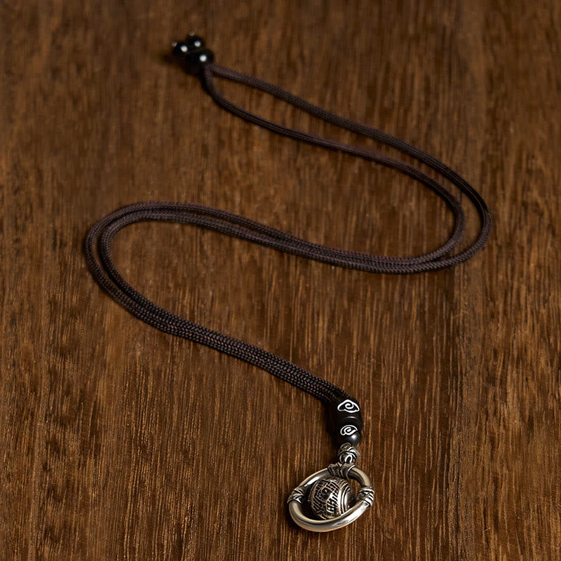 Buddha Stonesオーム・マニ・パドメ・フム銅メッキ シルバー 富 回転ネックレス ペンダント - image 2
