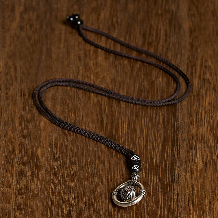 Buddha Stonesオーム・マニ・パドメ・フム銅メッキ シルバー 富 回転ネックレス ペンダント - image 2