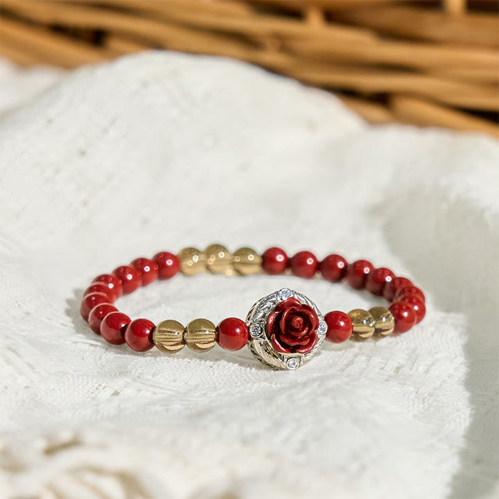 Buddha Stones辰砂 アンゴラ レッドシェルパール バラの花びら カームブレスレット - image 3