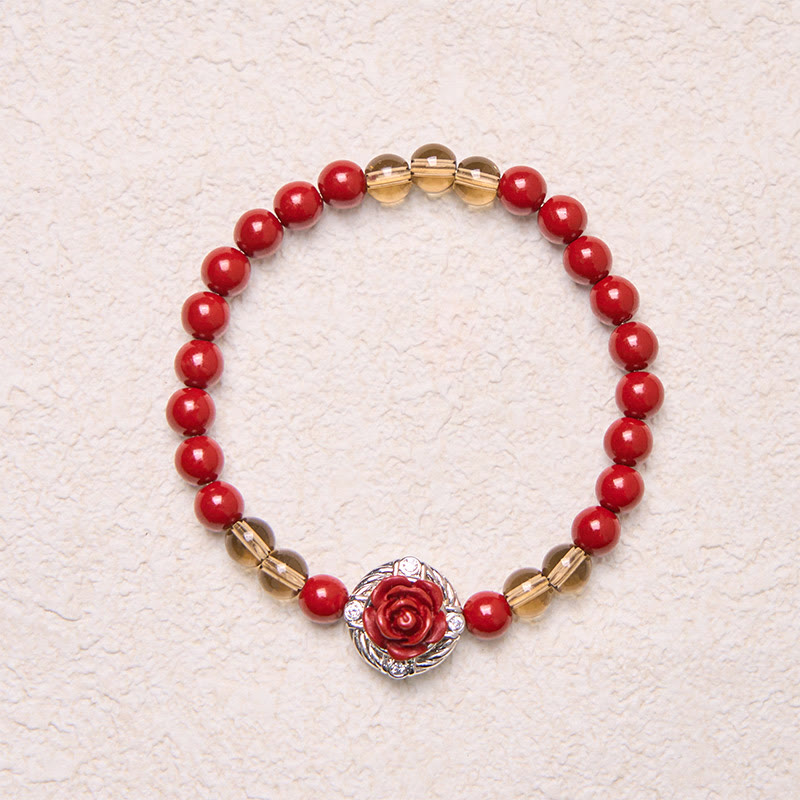Buddha Stones辰砂 アンゴラ レッドシェルパール バラの花びら カームブレスレット - image 4