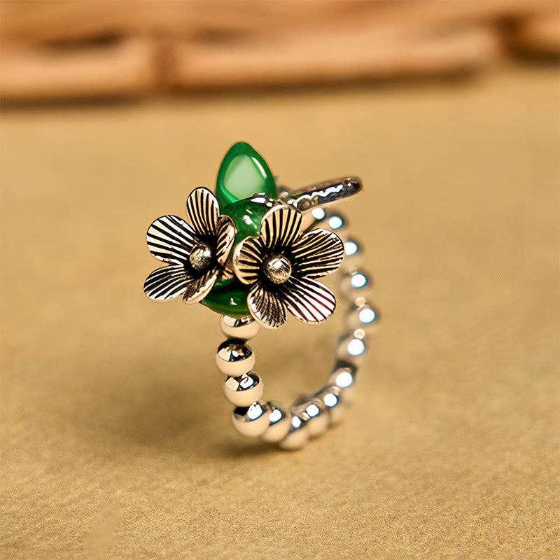 Buddha Stonesの花柄銅合金幸運弾性ロープリング - 14～20mm（伸縮ロープ） - image 1
