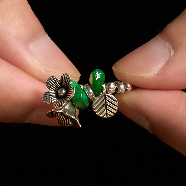 Buddha Stonesの花柄銅合金幸運弾性ロープリング - image 10