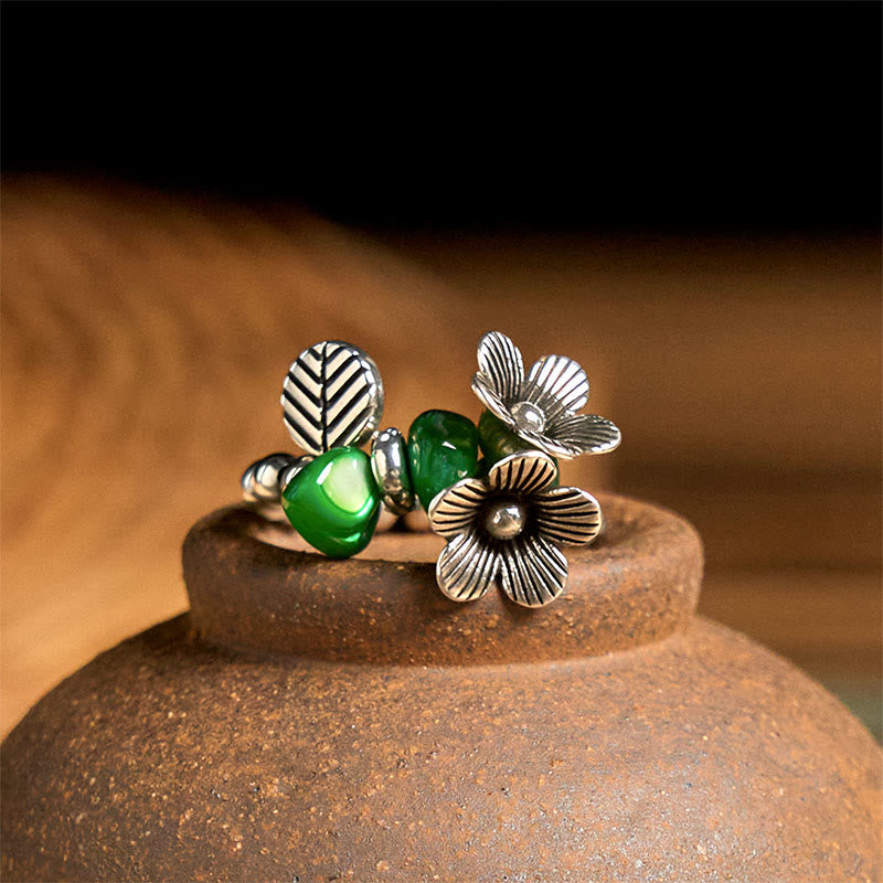 Buddha Stonesの花柄銅合金幸運弾性ロープリング - image 4