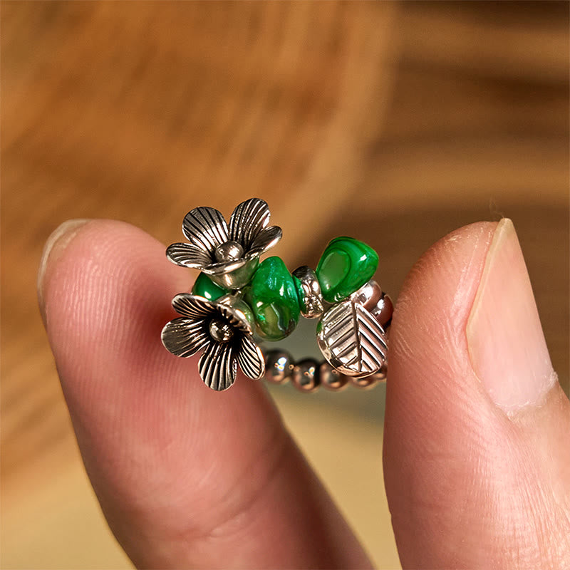 Buddha Stonesの花柄銅合金幸運弾性ロープリング - image 8
