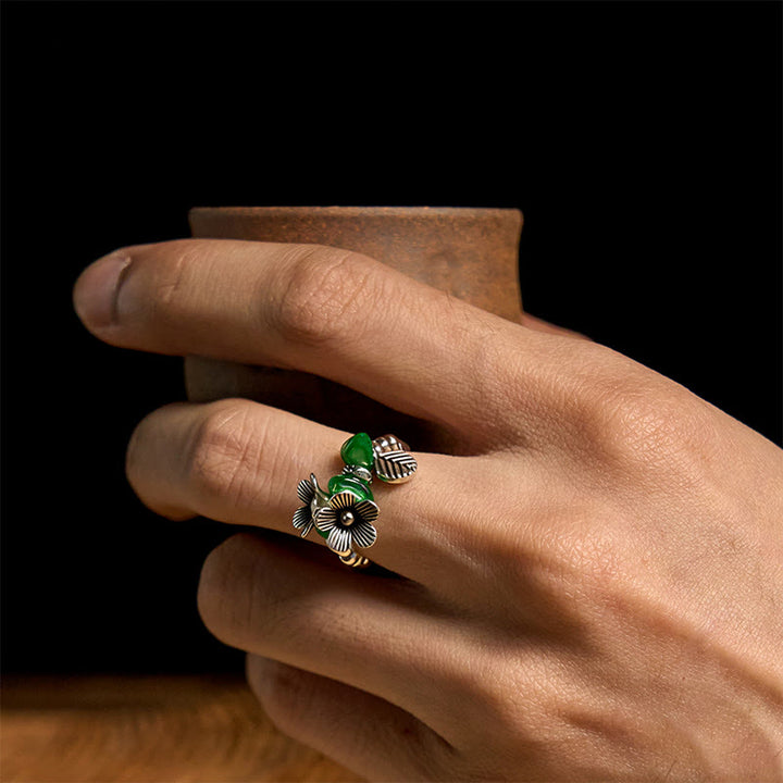 Buddha Stonesの花柄銅合金幸運弾性ロープリング - image 11