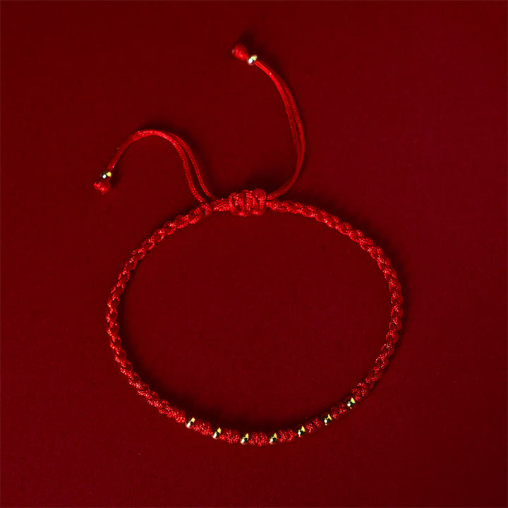 Buddha Stones925スターリングシルバーメッキゴールド赤紐編み込み守護ブレスレット - image 2