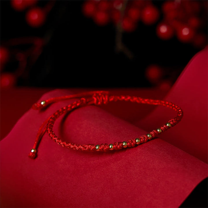 Buddha Stones925スターリングシルバーメッキゴールド赤紐編み込み守護ブレスレット - image 2