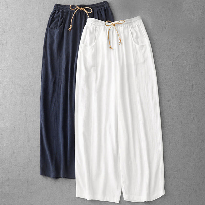 Buddha Stonesカジュアル 純色 ドローストリング シンプルデザイン レディース コットンパンツ ポケット付き - image 16