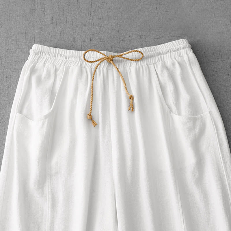 Buddha Stonesカジュアル 純色 ドローストリング シンプルデザイン レディース コットンパンツ ポケット付き - image 9