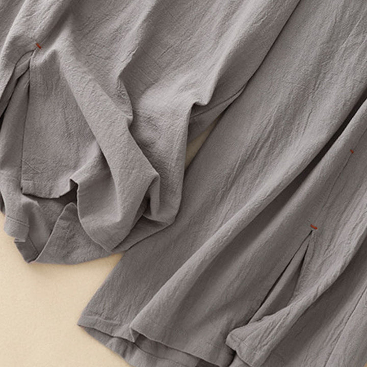 Buddha Stonesカジュアル サイドスリットデザイン コットン レディース ワイドレッグ 7-8丈パンツ ポケット付き - image 12