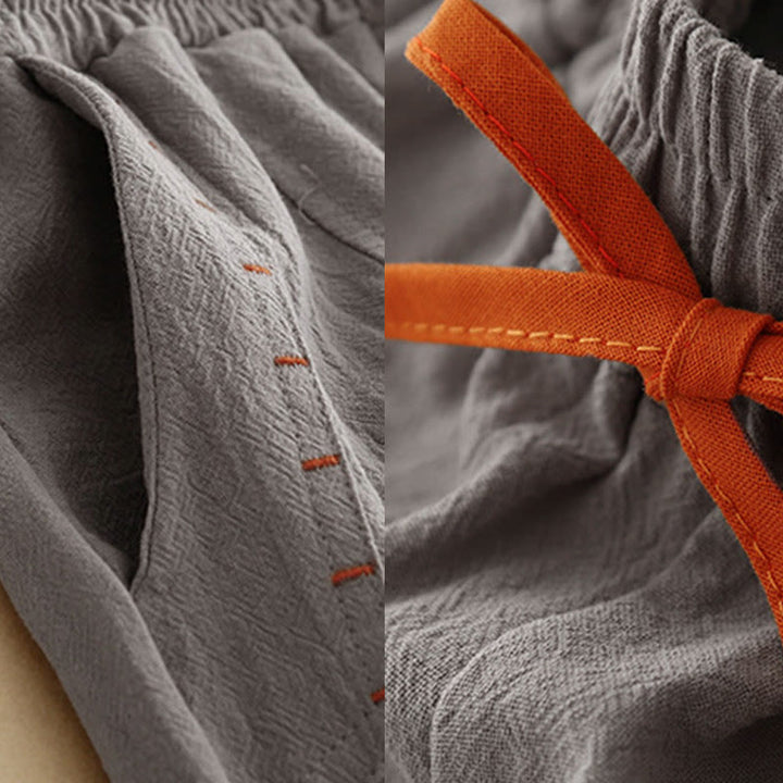 Buddha Stonesカジュアル サイドスリットデザイン コットン レディース ワイドレッグ 7-8丈パンツ ポケット付き - image 13