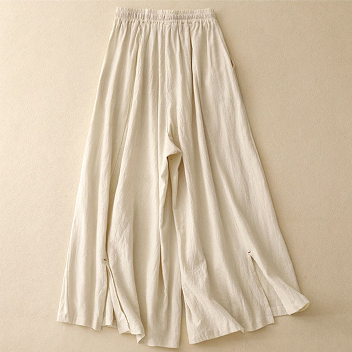 Buddha Stonesカジュアル サイドスリットデザイン コットン レディース ワイドレッグ 7-8丈パンツ ポケット付き - image 5